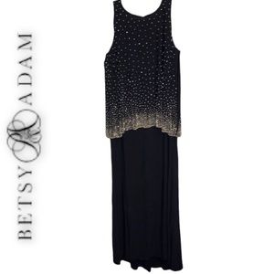 Betsy & Adam Women’s Formal Sleeveless Evening Gown With Rhinestone Accents